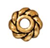 10 4mm TierraCast Antique Gold Twisted Heishi Spacer Beads
