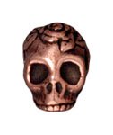1 10mm TierraCast Antique Copper Side Hole Rose Skull Spacer Bead