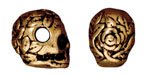 1 10mm TierraCast Antique Gold Side Hole Rose Skull Spacer Bead