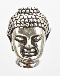 1, 13.5mm Large Hole TierraCast Antique Silver Buddha Head Bead