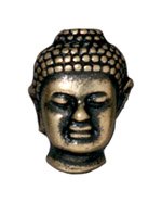1, 13.5mm Large Hole TierraCast Brass Oxide Buddha Head Bead