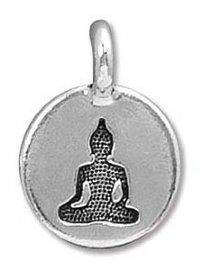 1 16.6x11.6mm TierraCast Round Antique Silver Buddha Pendant