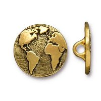 1, 17mm Antique Gold TierraCast Earth Button