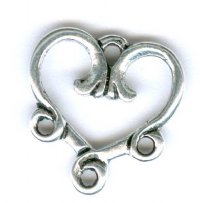 1 13mm 3 Loop TierraCast Antique Silver Heart Link