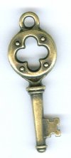 1 27mm TierraCast Brass Oxide Quatrefoil Key Pendant
