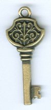 1 32mm TierraCast Brass Oxide Victorian Key Pendant