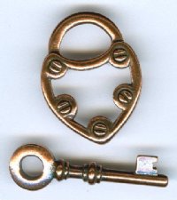 1 25mm TierraCast Antique Copper Lock and Key Toggle
