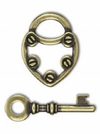 1 25mm TierraCast Brass Oxide Lock and Key Toggle