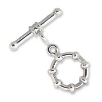 5 Sets of 12mm Bright Silver Round Wrapped Toggles
