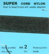 2 Meters of 2mm Black Nylon Thread with Needle