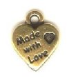 1 12x10mm TierraCast Antique Gold "Made with Love" Pendant