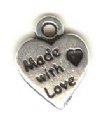 1 12x10mm TierraCast Antique Silver "Made with Love" Pendant