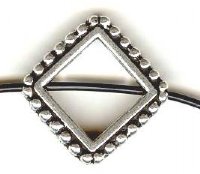1 16mm TierraCast Antique Silver Beaded Diagonal Diamond Bead Frame