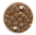 1 11mm 2-Hole TierraCast Antique Copper Hammered Flat Round Link