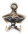 1 12mm TierraCast Antique Silver Star with Face Pendant