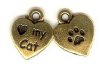 1 12x10mm TierraCast Antique Gold "I Love My Cat" Pendant