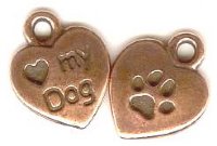 1 12x10mm TierraCast Antique Copper "I Love My Dog" Pendant