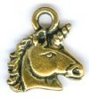1 14mm TierraCast Antique Gold Unicorn Head Pendant