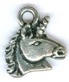 1 14mm TierraCast Antique Silver Unicorn Head Pendant