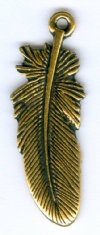 1 24mm TierraCast Antique Gold Feather Pendant