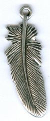 1 24mm TierraCast Antique Silver Feather Pendant
