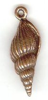 1 24x8mm TierraCast Antique Copper Spindle Shell Pendant