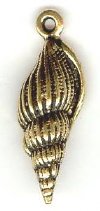 1 24x8mm TierraCast Antique Gold Spindle Shell Pendant
