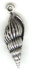 1 24x8mm TierraCast Antique Silver Spindle Shell Pendant