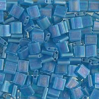 TL0149FR 5.2 Grams Matte Transparent Capri Blue AB Two Hole Miyuki Tila Beads