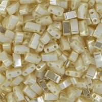 TLHC-0592 5.2 Grams Opaque Ivory Pearl Ceylon Half Cut Two Hole Miyuki Tila Beads
