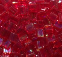 TL0254 5.2 Grams Transparent Red AB Two Hole Miyuki Tila Beads