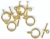5 Sets Ringed End 9mm Toggles - Gold