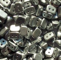 50, 6x4mm Silver Aluminum Two Hole Trios Beads
