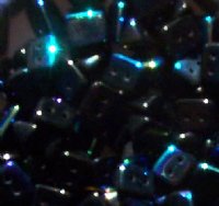 50, 6x4mm Opaque Black AB Two Hole Trios Beads
