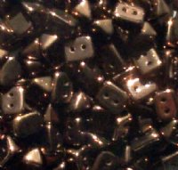 50, 6x4mm Bronze Two Hole Trios Beads