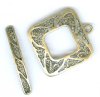 1 22mm Vintage Anti-Brass Square Filigree Toggle