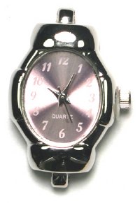 1 32x21mm Silver Oval Watch with Pink Face