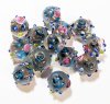 10 12mm Transparent Crystal and Aqua Round Wedding Cake Beads
