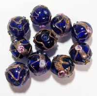10 15mm Transparent Cobalt Round Wedding Cake Beads