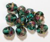 10 16x12mm Transparent Emerald Oval Wedding Cake Beads