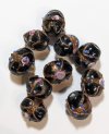 10 16x12mm Opaque Black Oval Wedding Cake Beads