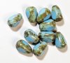 10, 12x8mm Opaque Turquoise Speckled Window / Table Drop Beads