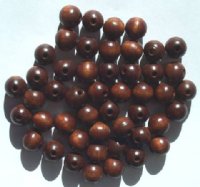 50 10mm Dark Brown Round Wood Beads