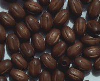 50 10.5x7mm Dark Brown Ridged Oval Wood Beads 
