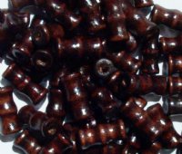 50 16x7mm Dark Brown Bamboo Shaped Wood Beads