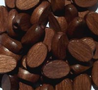50 15x10x5mm Dark Brown Flat Oval Wood Beads