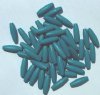 50 20x6mm Turquoise Spaghetti Oval Wood Beads 