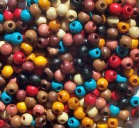 100 4mm Multi Mix Round Wood Beads