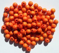100 6mm Orange Round Wood Beads