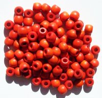 100 5x6mm Orange Crow Wood Beads